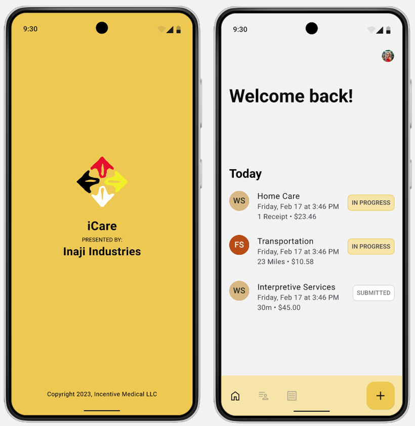 InajiCare App start screens